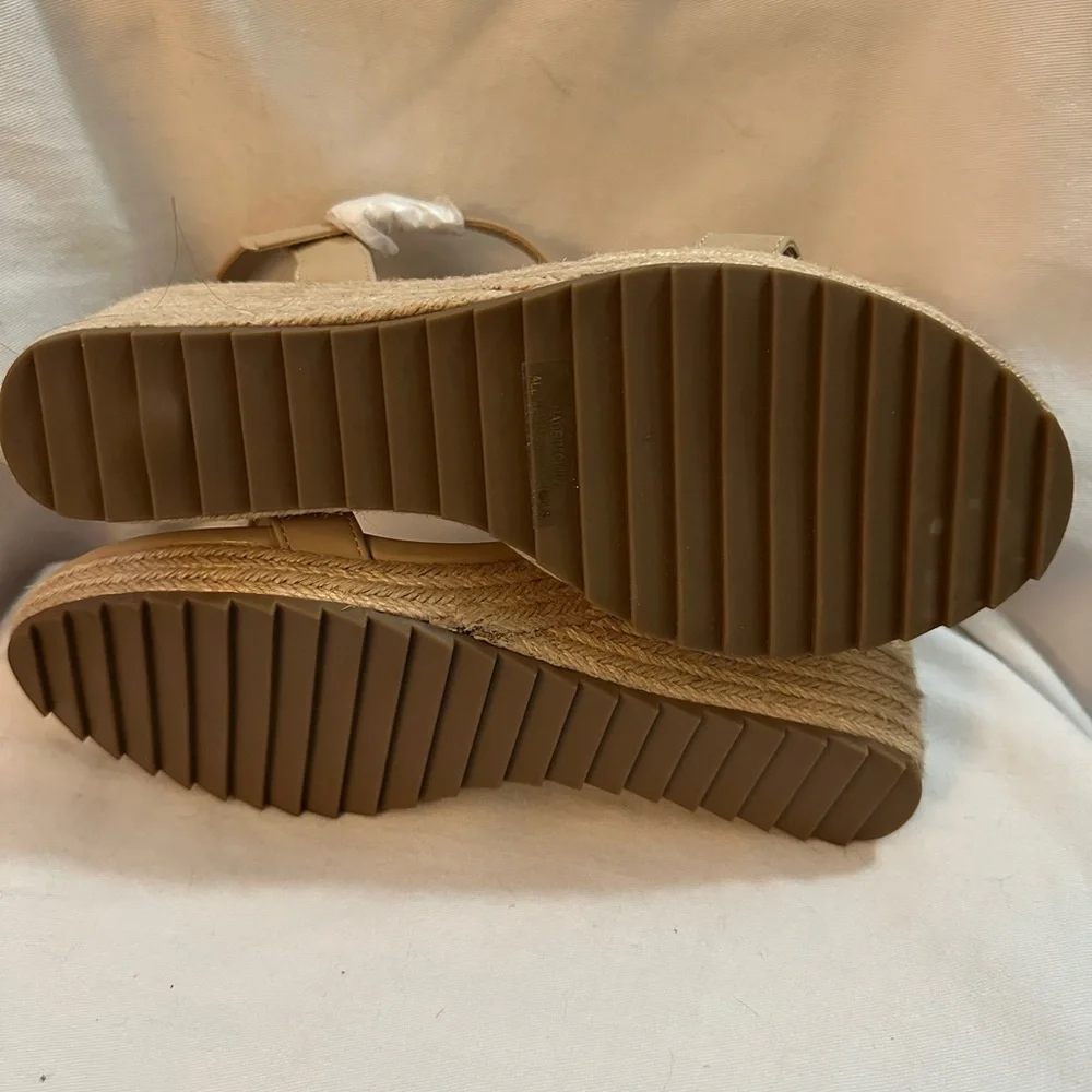 Ankis Nude Espadrille Wedge Sandals Women 9 Platform Ankle Strap Summer